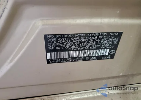 2007 Lexus Es 350 z USA, uszkodzony, nr VIN JTHBJ46G872011584